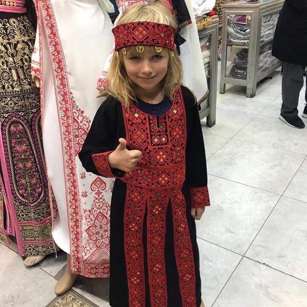 Girls Embroidered Dress for Kids Arabic Palestinian Jordanian Dress