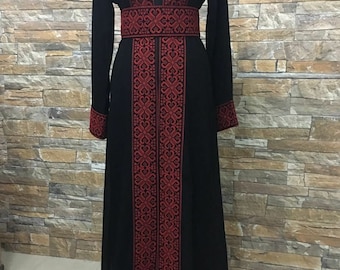 Palestinian Abaya Embroidered Jordanian Traditional Arabic Dress