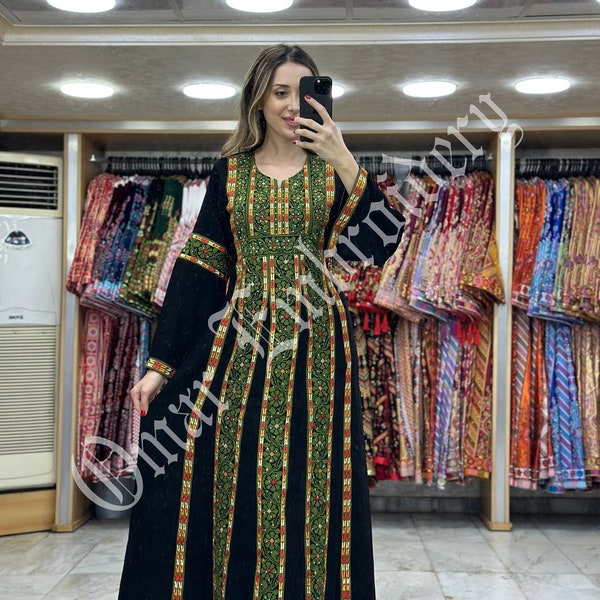 Palestinian thobe Tatreez Embroidered Traditional Palestinian Arabic Dress