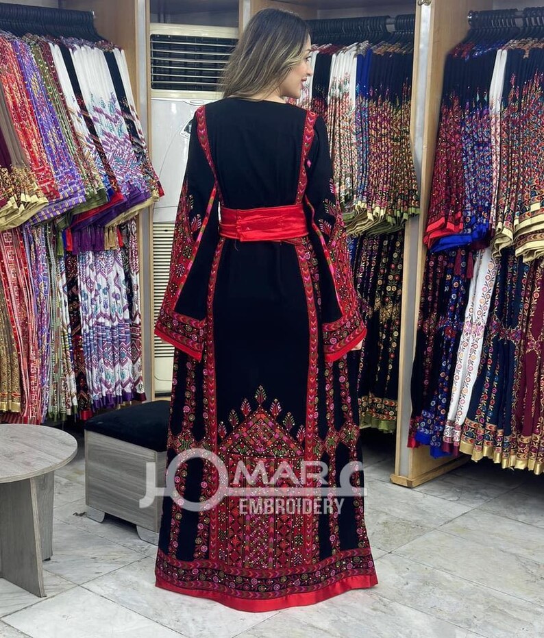 Embroidered Thobe Abaya Traditional Palestinian Abaya Arabic Dress zdjęcie 3