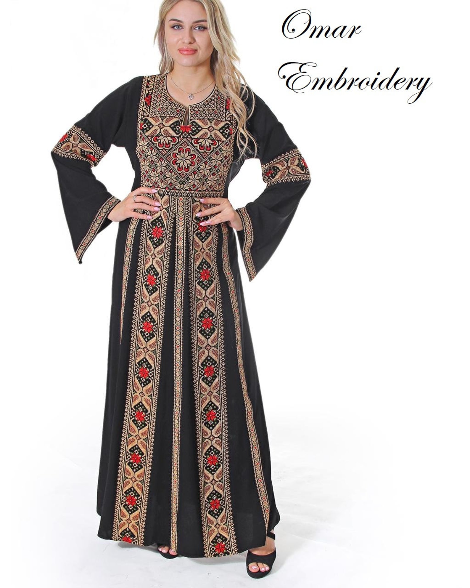 Embroidered Thobe Abaya Traditional Palestinian Thob Caftan - Etsy ...