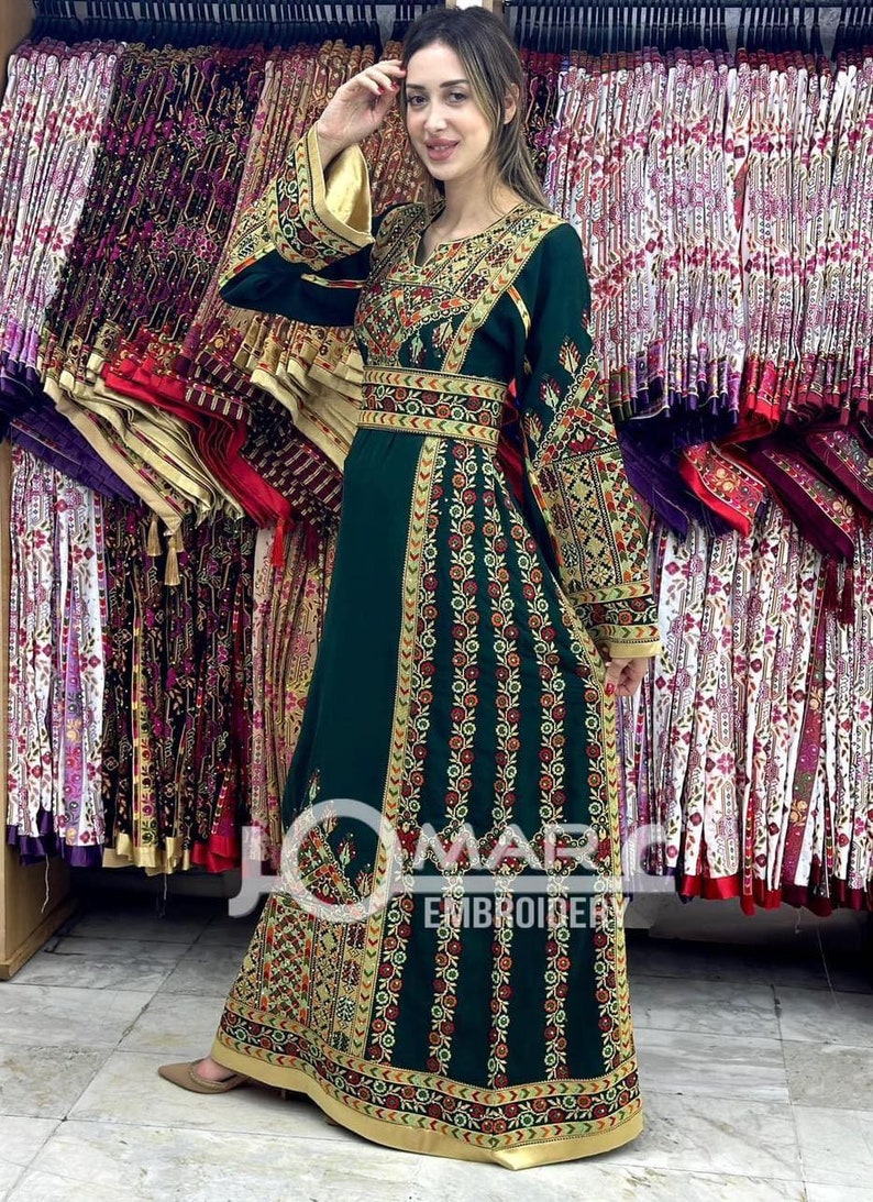 Embroidered Thobe Abaya Traditional Palestinian Abaya Arabic Dress Color 4