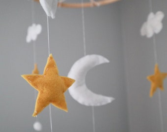 Gray Yellow and Blue Night Sky Suncatcher,Stained glass suncatcher,Art mobile,Stars suncatcher,Baby mobile,Constellation mobile
