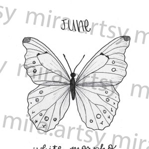 June Birth Month Butterfly Scan (White Morpho) - DIGITAL DOWNLOAD for Tattoo Design or Wallpaper