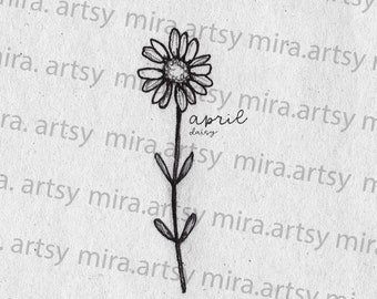 Scansione del pacchetto fiore del mese di nascita di aprile (margherita e pisello dolce) - DOWNLOAD DIGITALE per il design o lo sfondo del tatuaggio