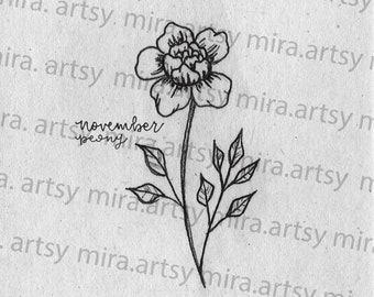 November Birth Month Flower Pack Scan (Peony and Chrysanthemum) - DIGITAL DOWNLOAD for Tattoo Design or Wallpaper