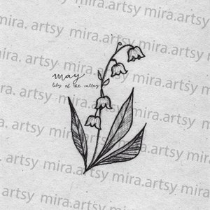 Mai Geburtsmonat Blumenpackung Scan (Maiglöckchen und Weißdorn) - DIGITALER DOWNLOAD für Tattoo Design oder Tapete