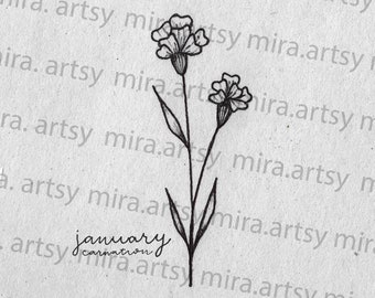 January Birth Month Flower Pack Scan (Carnation and Snowdrop) - DIGITAL DOWNLOAD for Tattoo Design or Wallpaper