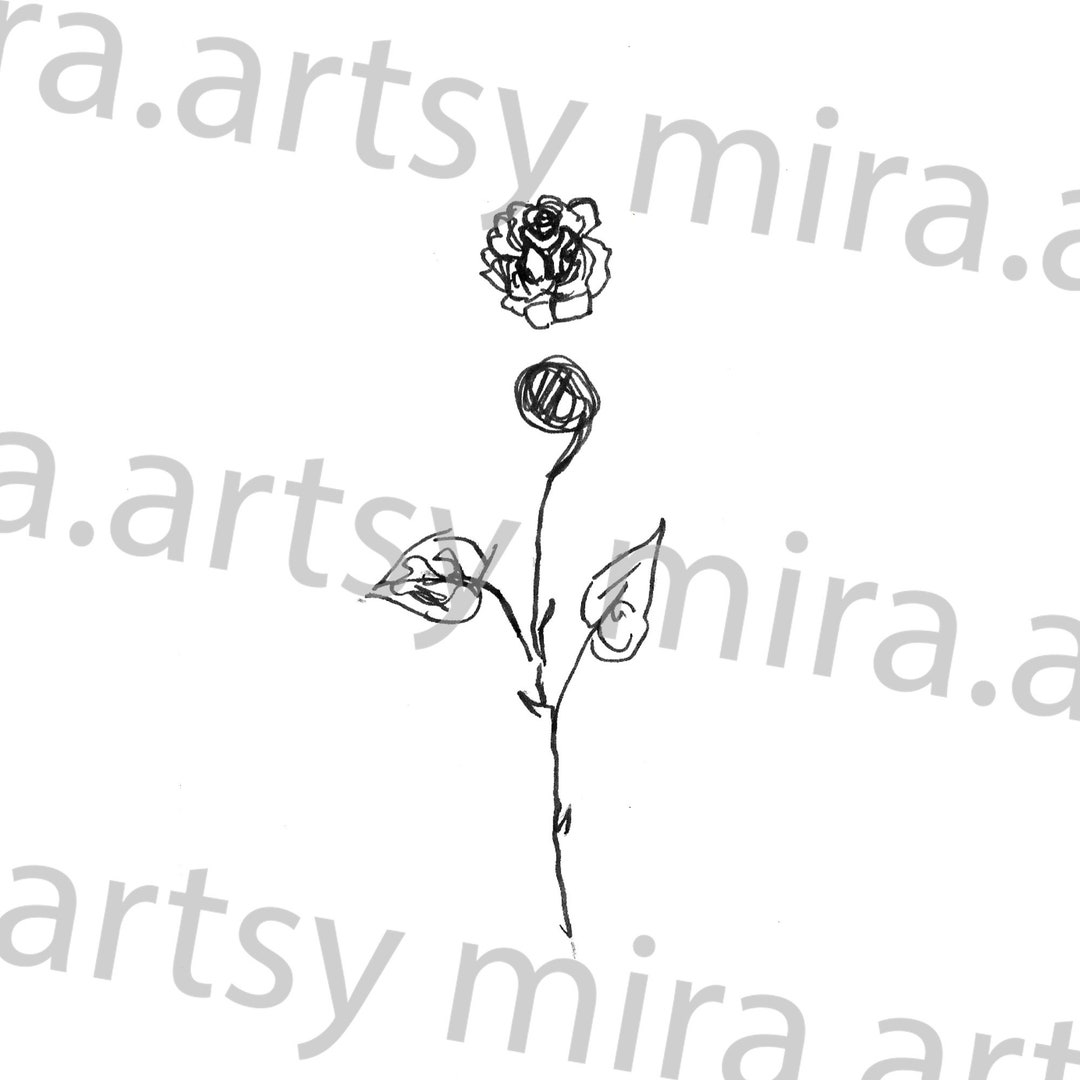 Rose Semicolon Flower Scan DIGITAL DOWNLOAD für Tattoo Design oder ...