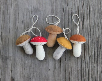 Felt Mushrooms // Hanging Mushroom Ornament // Cozy Woodland Decor