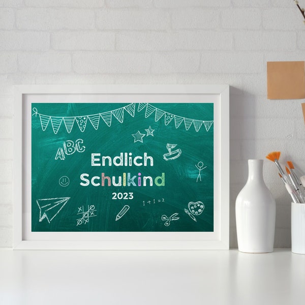 Finally a school child, milestone, milestone board to print out, gift for starting school | School enrollment 2024