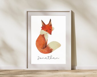 Personalisiertes Kinder Poster | Der kleine Fuchs | Tierkinder|