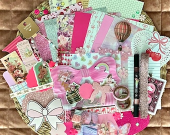 Pink Junk Journal Kit | Coquette Scrapbooking Bundle, Ephemera Pack