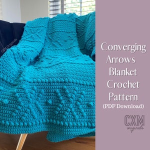 Crochet Blanket Pattern Modern Crochet Pattern PDF download with Video Tutorials Converging Arrows image 1