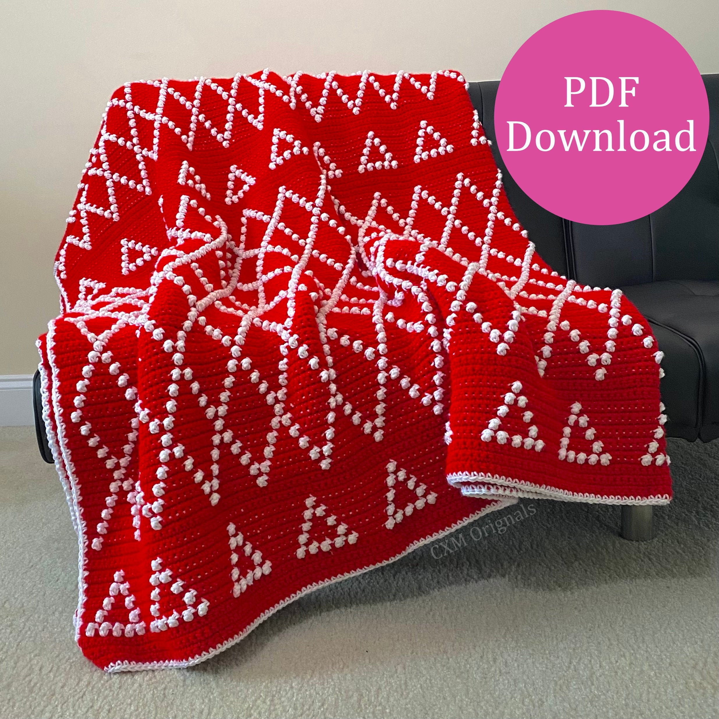 Crochet Bobble Blanket Pattern Holiday Diamond Etsy España