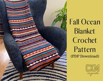 Crochet Pattern - Easy Crochet Pattern - Bobble Crochet - Striped Pattern - Video Tutorial - Fall Ocean Pattern