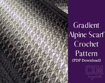 Patrón de bufanda de crochet - Gradient Alpine