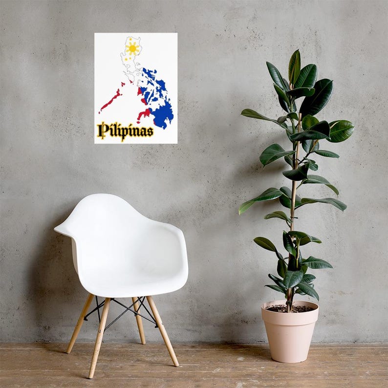 Philippine Flag Map Pilipinas Filipino Pride Wall Art Home Decor Poster
