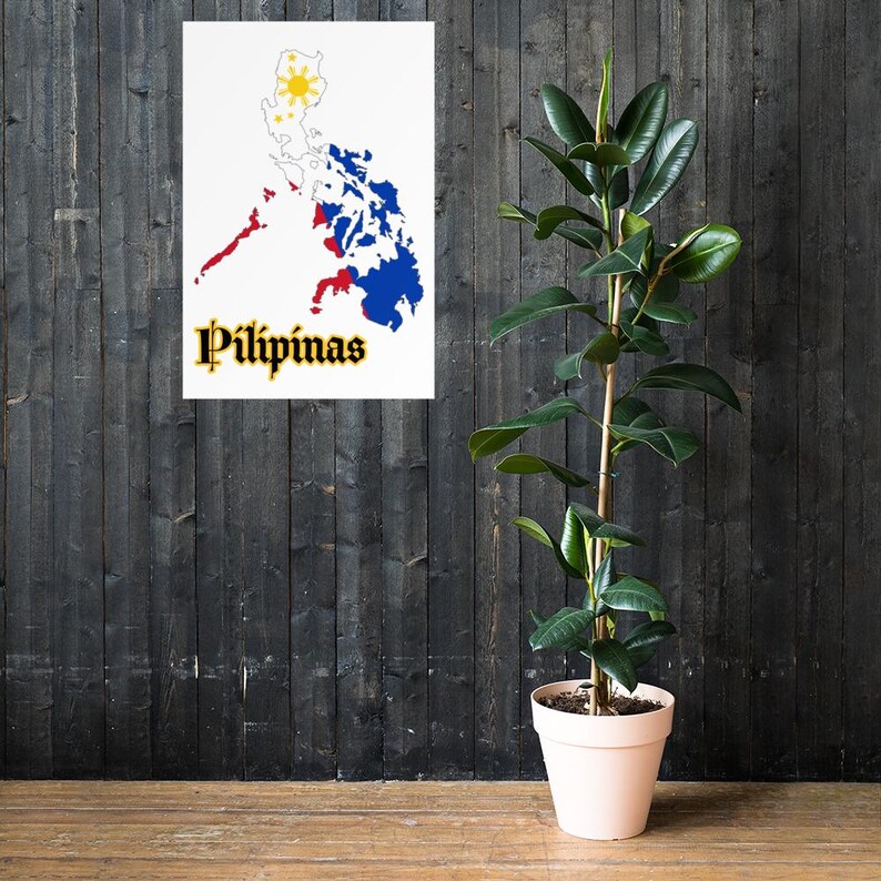 Philippine Flag Map Pilipinas Filipino Pride Wall Art Home Decor Poster