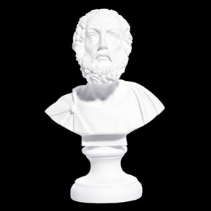 Homer Bust Head Statue, Greek Author Of Iliad & The Odyssey, Handmade Alabaster Torso Sculpture, 14 cm - 5.51 '', Ancient Greek Literature