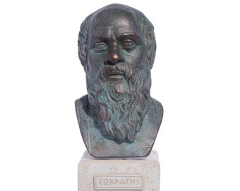 Socrates Bust Statue, Ancient Greek Philosopher, Father Of Western Philosophy, Handmade Green Plaster Sculpture, Museum Replica 21 cm-8.27''