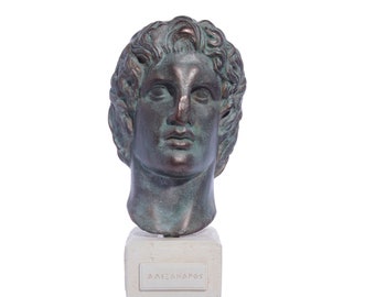 Alexander The Great Bust Head Statue, The King Of Macedonia, Handmade Greek Plaster Torso Sculpture,  21 cm - 8.27'', Ancient Greek history