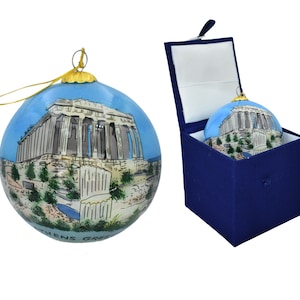 Christmas Tree Ball Ornament Acropolis Of Athens, Greece, Glass Ball In A Gift Box, Parthenon, Greek Souvenirs, Greek Gifts, Parthenon