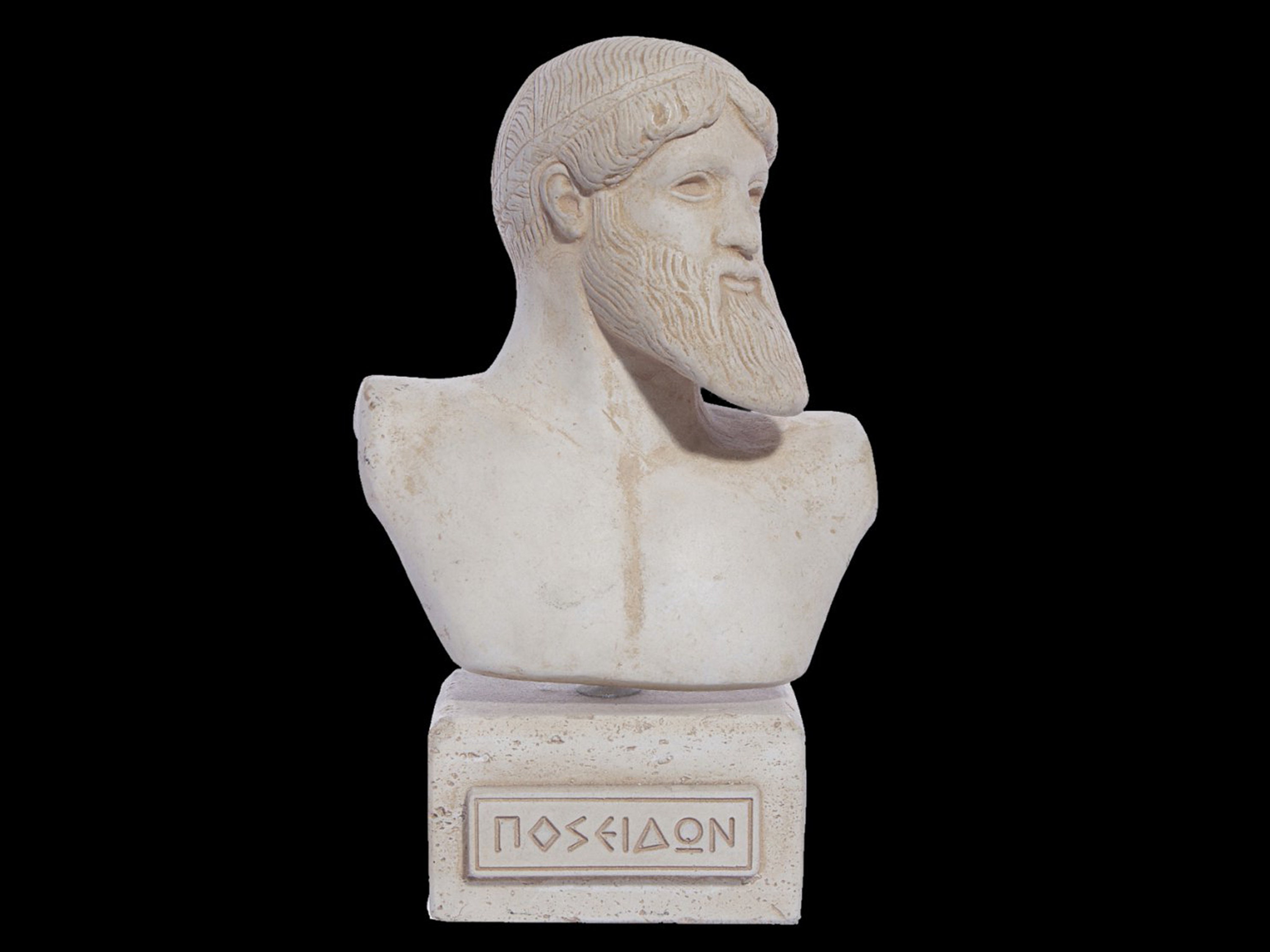 NEPTUNE POSEIDON BUST Head Greek Roman God Statue Sculpture Portrait