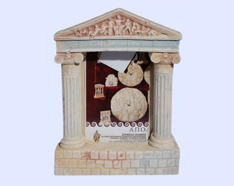 Greek Columns Picture Frame Sculpture, Handmade Plaster Statue Of Ionic Columns & Pediment of Parthenon Acropolis,Greek Temples,7.48x10.24''