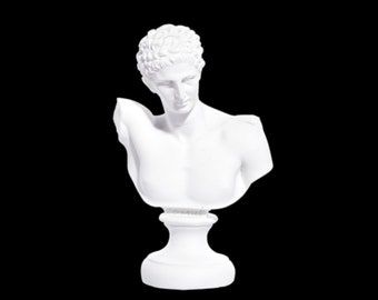 Hermes of Praxiteles Bust Head Statue, Mercury, Greek Roman God And Conductor Of Souls, Handmade Alabaster Bust Sculpture, 15cm - 5.91''