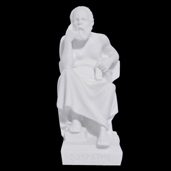 Socrates Statue, Ancient Greek Philosopher, Father Of Western Philosophy, Alabaster Sculpture, 13 cm-5.12 in,''I know that I know nothing''