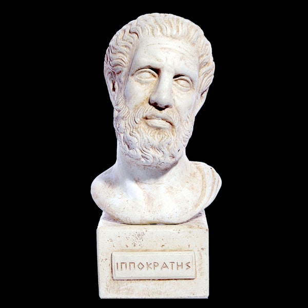 Hippocrates Bust Head Statue, Father of Modern Medicine & Physician, Handmade Greek Plaster Sculpture, Museum Replica, 17 cm - 6.69''