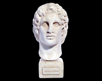 Alexander The Great Bust Head Statue, The King Of Macedonia, Handmade Greek Plaster Sculpture,  21 cm - 8.27'', Ancient Greek history