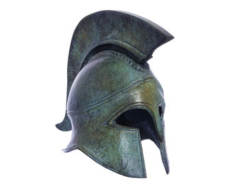 Athenian Bronze Helmet Statue, Handmade Ancient Greek Bronze Helmet Sculpture, Museum Replica, 10 cm - 3.94'', Greek Warriors