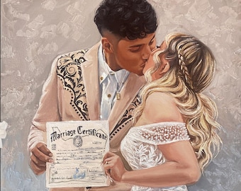 Custom Wedding Oil Painting from Photo Anniversary Couple Portrait Canvas Personalized Gift