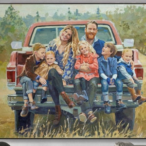 Custom Family Oil Portrait Painting on Canvas, Commissioned Art
