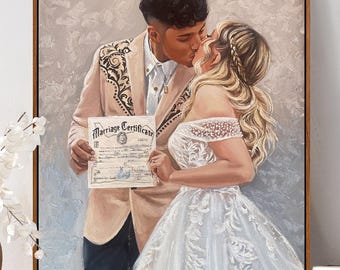 Custom Wedding Oil Painting from Photo Anniversary Couple Portrait Canvas Personalized Gift