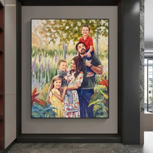 Custom Family Oil Painting Portrait, Hand-Painted on Canvas