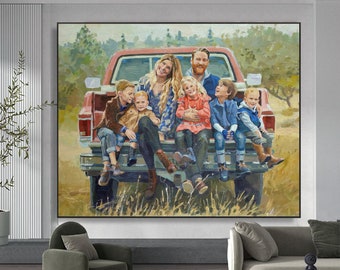 Custom Oil Portrait on Canvas, Commission oil painting from photo, Family portrait painting, Custom art, Family gift, Housewarming gift