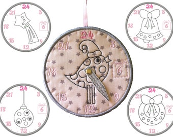 ITH Christmas Calendar Watch various motifs suitable for 18x30 (7x12) frame Christmas decoration