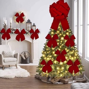 Grote kerst strik decoratie boomtopper krans kerst accessoires bedrade rand linten mooi huis binnen buiten