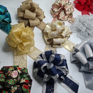 Extra grote kerstboog Xmas Tree Topper Home Decoration Bows Wired Linten UK Krans maken slingers geschenken inpakken