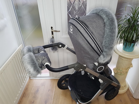 Baby Pram Hand Mittens Stokke Winter Kit With Fur Warmer Muff