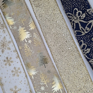 Christmas Ribbon Wired Edge Tree Home Decoration Gift Wrap Presents Bow Craft Xmas Glitter Festive Gifts