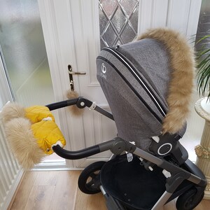 Baby Pram Gold Hand Mittens Winter Kit With Light Gold Fur Warmers Stroller Muff Gloves Pram Furs