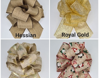 Extra Large Christmas Bow Xmas Tree Topper Home Decoration Bows Wired Ribbons UK Wreath Making Garlands Gifts Wrapping
