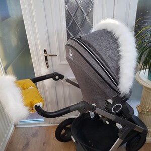 Baby Pram Gold Hand Mittens Winter Kit With White Fur Warmers Stroller Muff Gloves Pram Furs