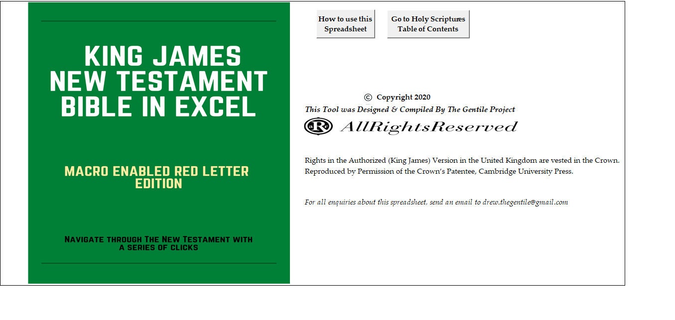 King James New Testament Bible in Excel Etsy