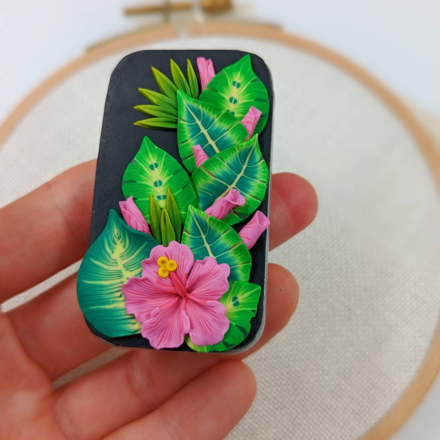 Needle Case Hibiscus Needle Tin Sewing Needle Case Etsy