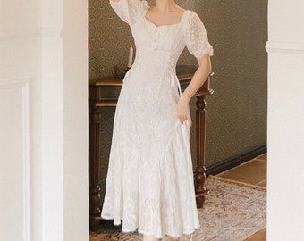 White dress cottagecore Clearance